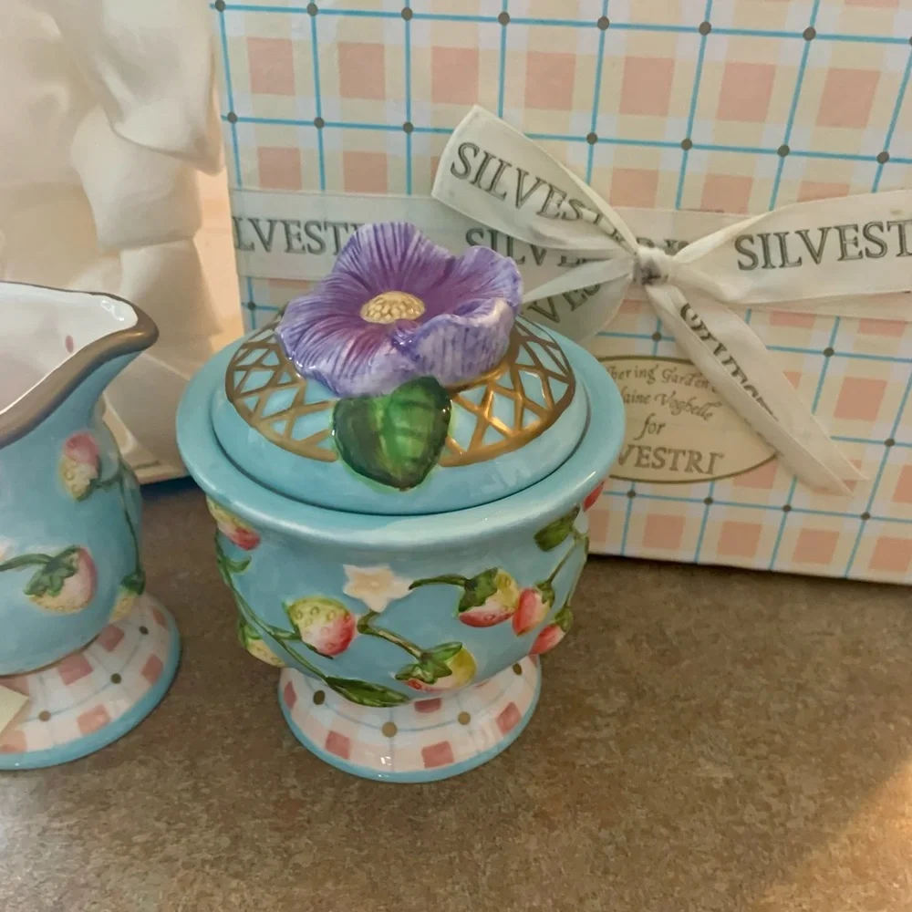 Elaine Voghelle For Silvestri The Whispering Garden Sugar And Cream Tea Set